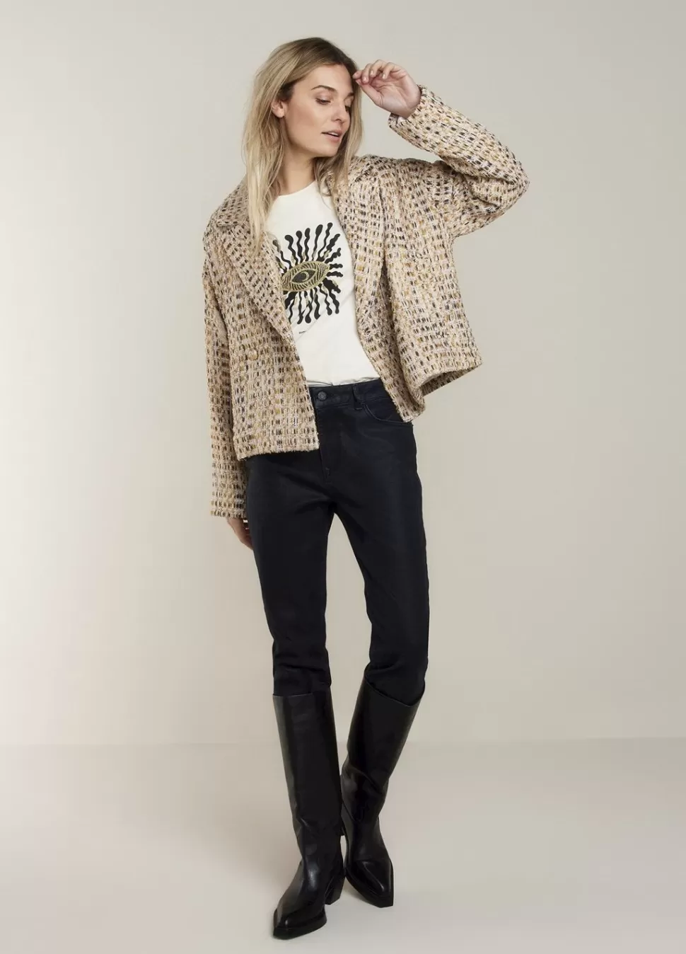 blazer_tweedstof_4.webp Summum Woman Blazer Tweedstof | Vrouwen Jassen