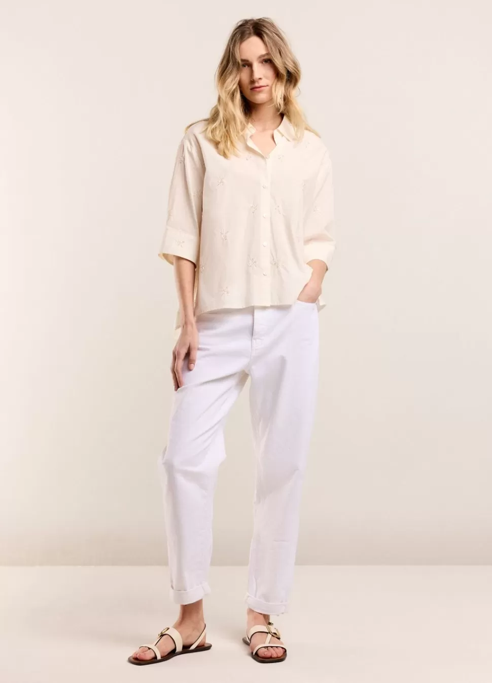 Summum Woman Blousje Met Geborduurde Bloemen | Vrouwen Blouses