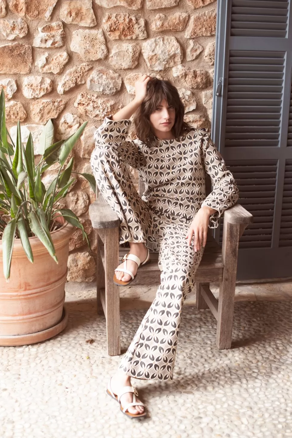 jacquard_flared_pants_5.webp Summum Woman Jacquard Flared Pants | Vrouwen Broeken & Jumpsuits