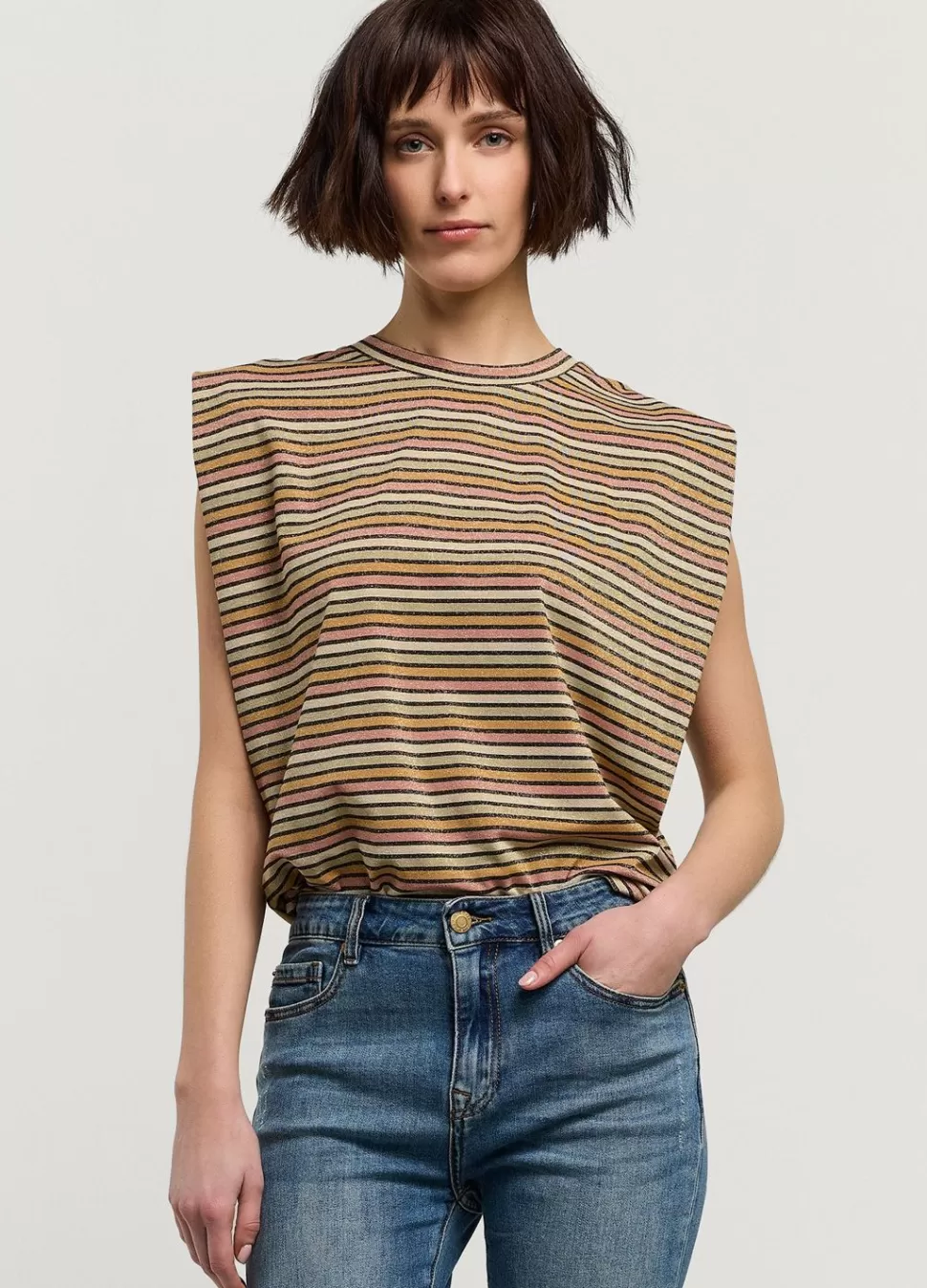 Summum Woman Mouwloze Top Met Streepjes | Vrouwen Tops & T-Shirts