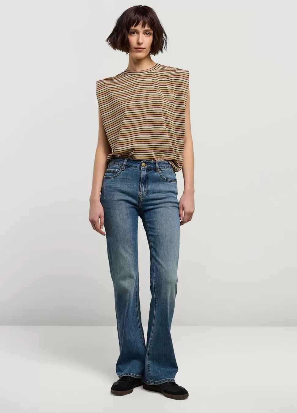 Summum Woman Mouwloze Top Met Streepjes | Vrouwen Tops & T-Shirts