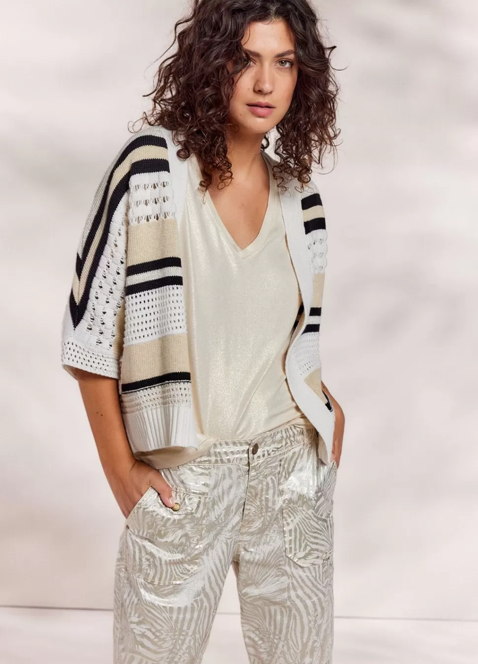 Summum Woman Open Vest Multi Multi Colour | Vrouwen Truien & Vesten