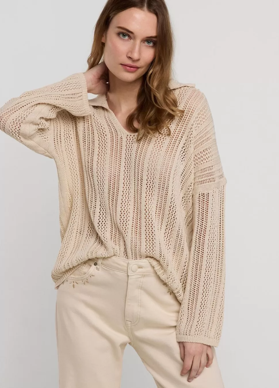 opengewerkte_trui_oversized_4.webp Summum Woman Opengewerkte Trui Oversized | Vrouwen Truien & Vesten