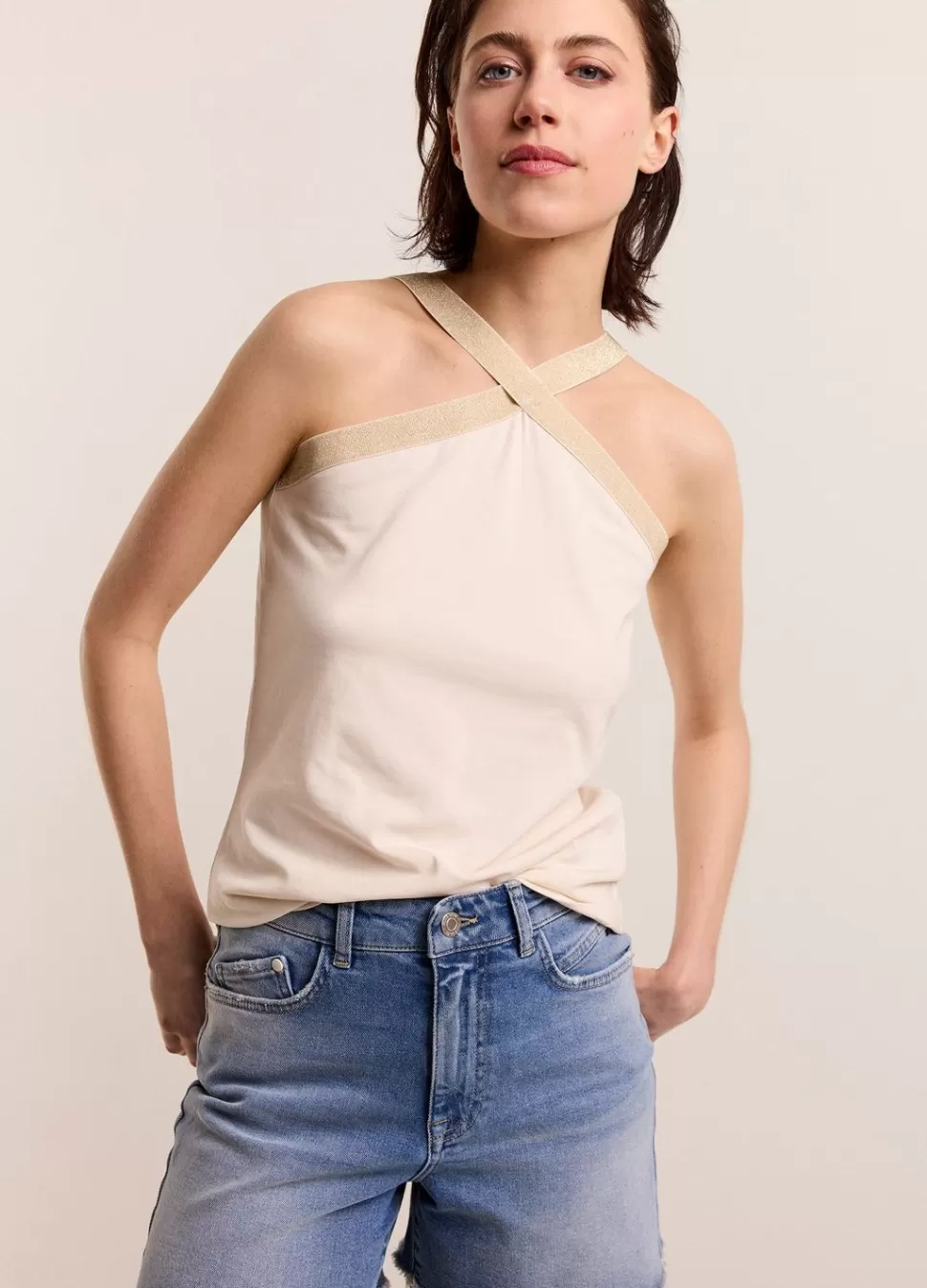 Summum Woman Singlet Gekruiste Halslijn | Vrouwen Tops & T-Shirts