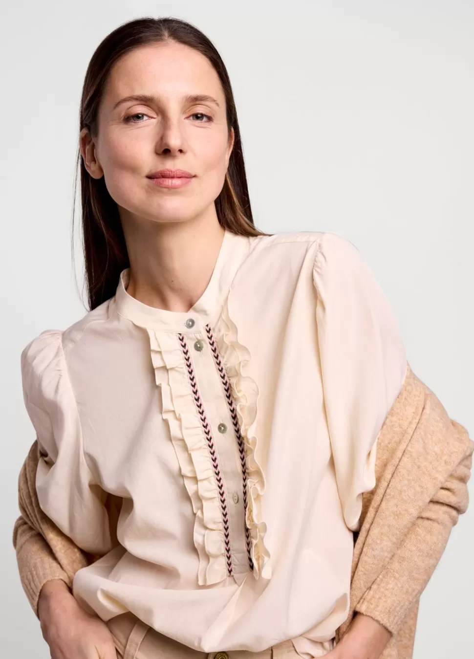 Summum Woman Top Met Ruches | Vrouwen Blouses