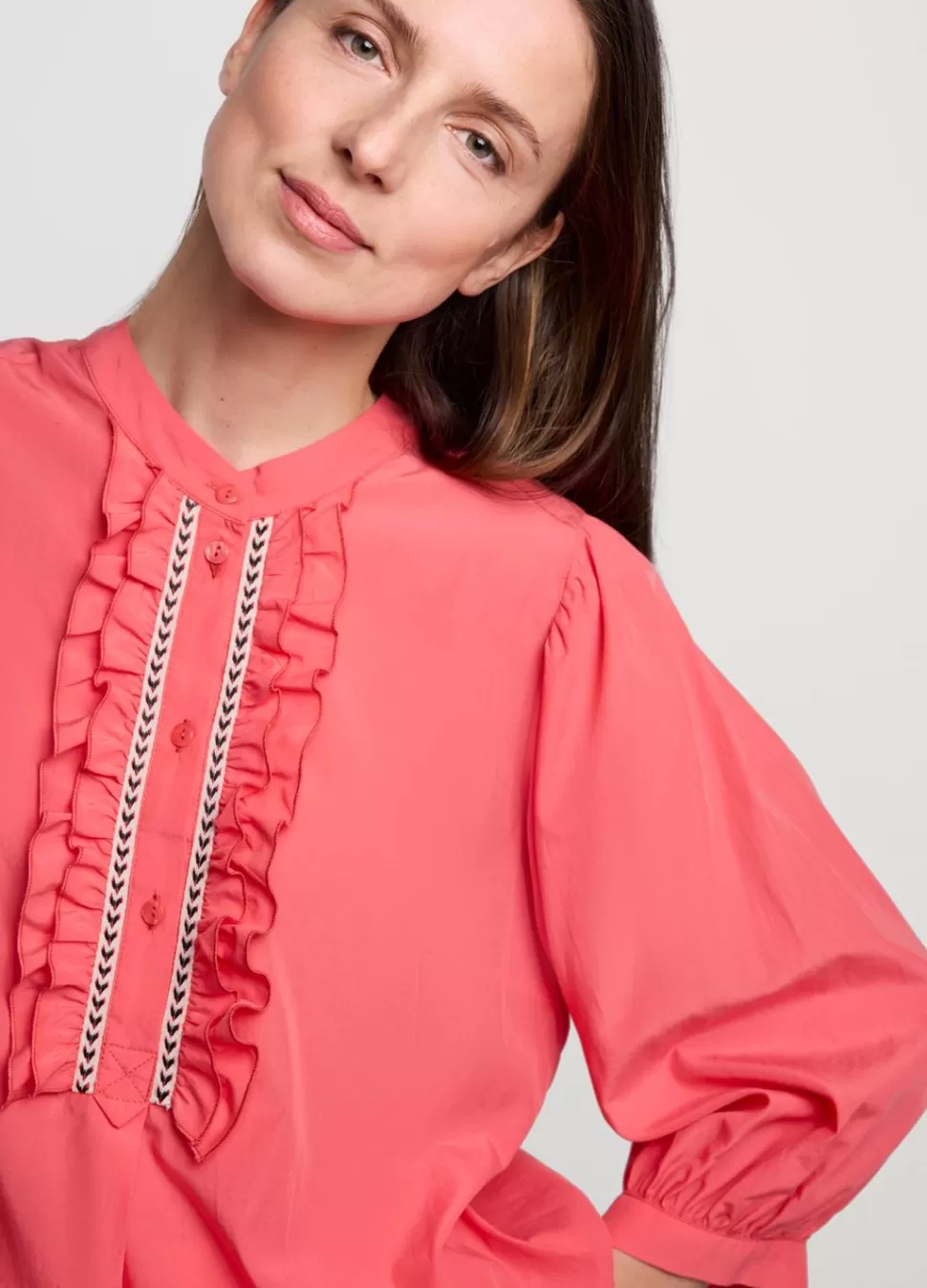 Summum Woman Top Met Ruches | Vrouwen Blouses
