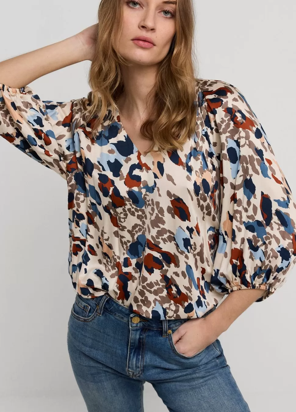 Summum Woman Top V-Hals Camouflage Print | Vrouwen Tops & T-Shirts
