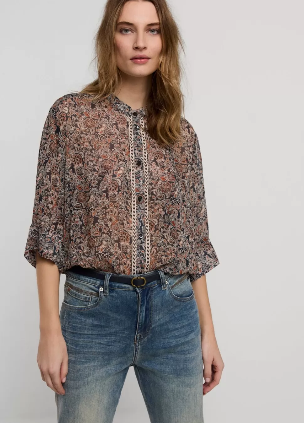 Summum Woman Transparante Blouse Bloemenprint | Vrouwen Blouses