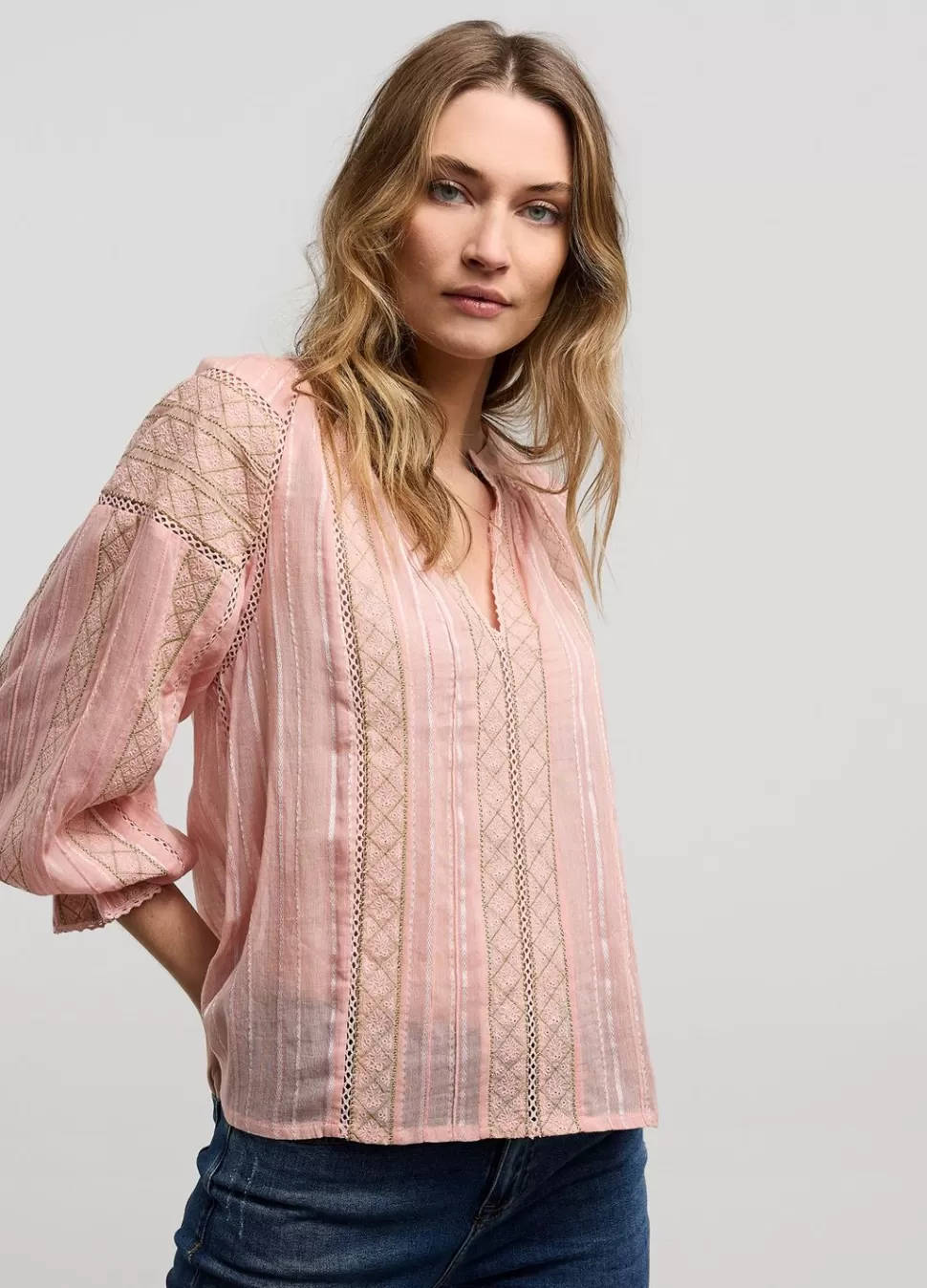 Summum Woman Voile Blouse Met Kant | Vrouwen Blouses